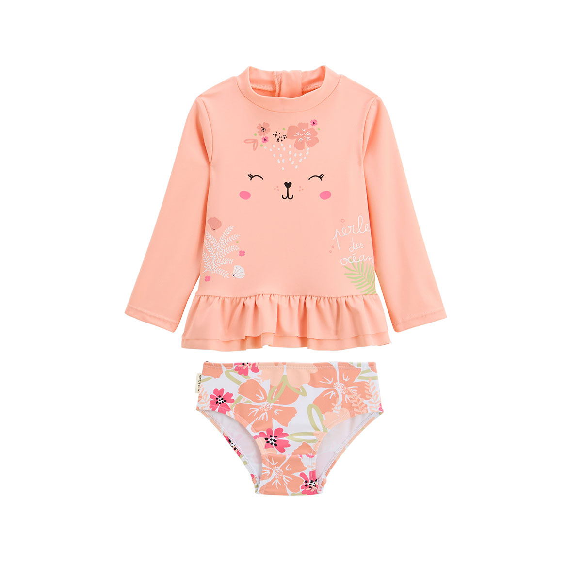 Maillot de bain bébé 2 pièces t-shirt de protection UV et culotte Rosara, PETIT BEGUIN