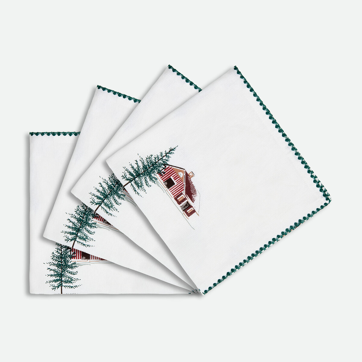 Juego de 4 servilletas estampadas, de algodón lavado, SNOW COUNTRY, LA REDOUTE INTERIEURS
