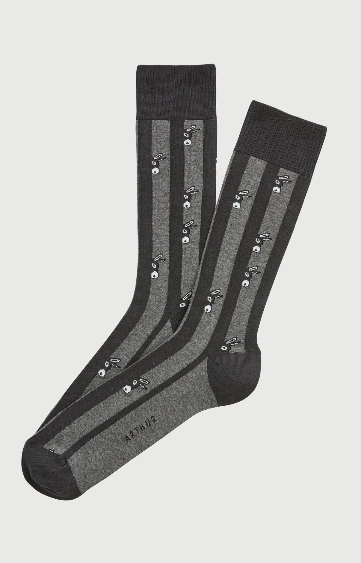 Chaussettes en coton imprimé Âne Gris, ARTHUR