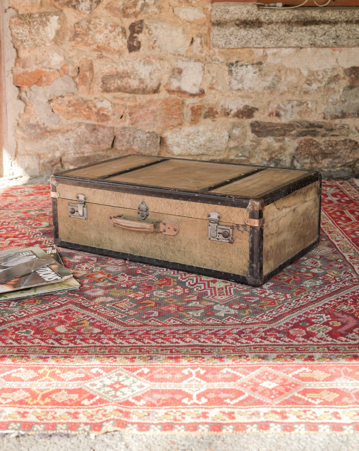Malle de voyage en bois et carton Lucienne N°330 - Bon état, DEBONGOUT