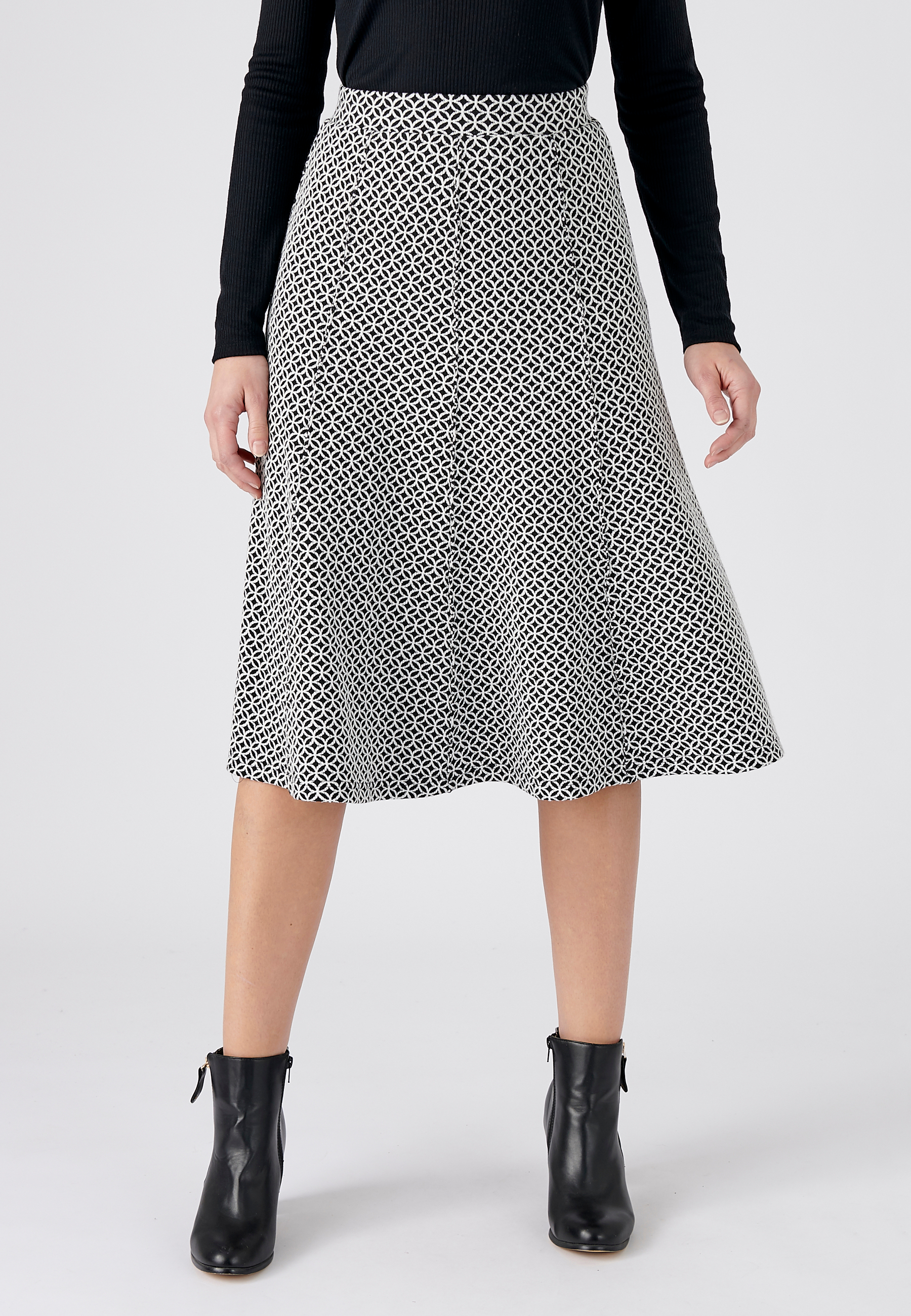 Jupe évasée maille jacquard, DAMART