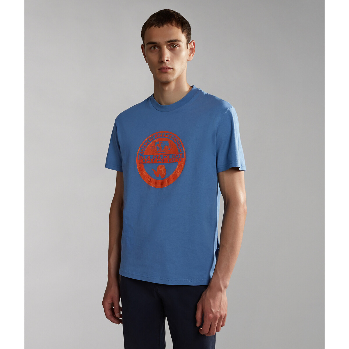Image of Bollo Logo Print T-Shirt in Cotton with Short Sleeves