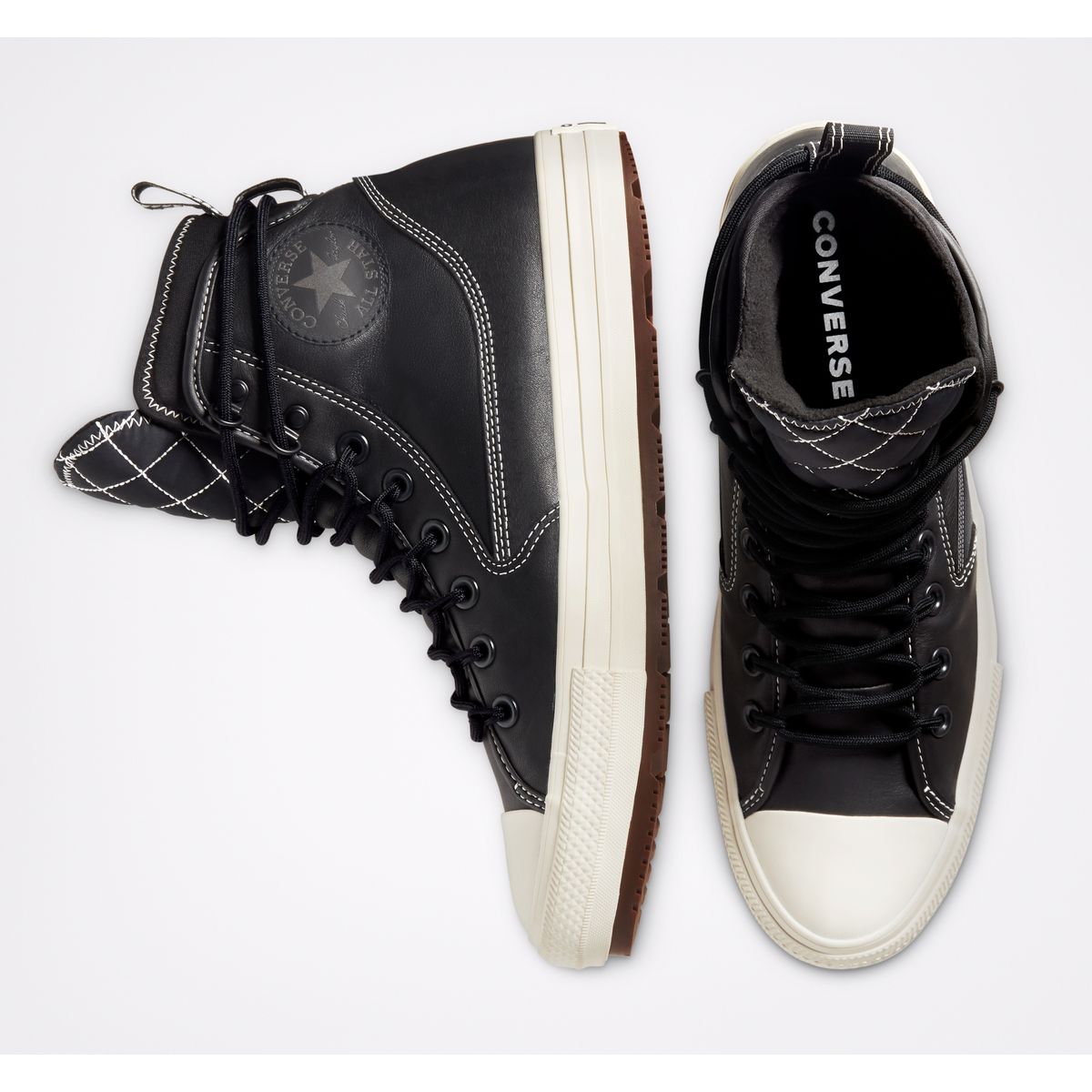 Converse cuir online noir