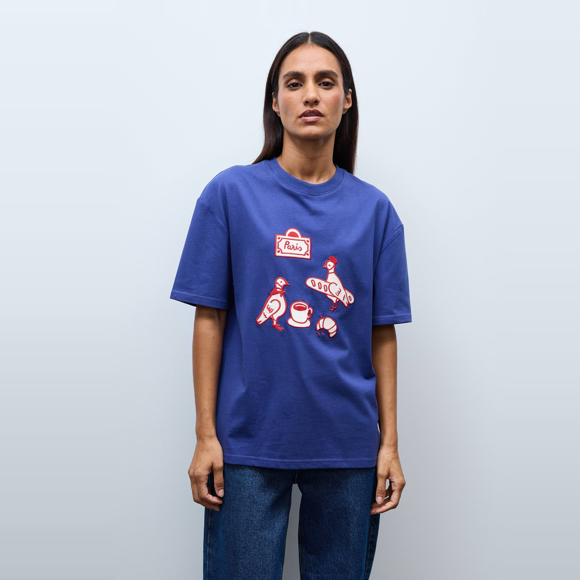 T-shirt manches courtes avec broderie et imprimé en coton BIO GOTS, MONOPRIX