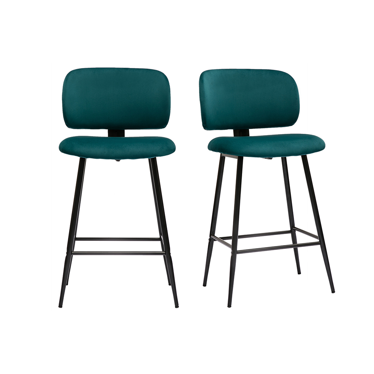 Tabourets de bar en velours et pieds en métal noir H70 cm (lot de 2) ATRIUM, MILIBOO