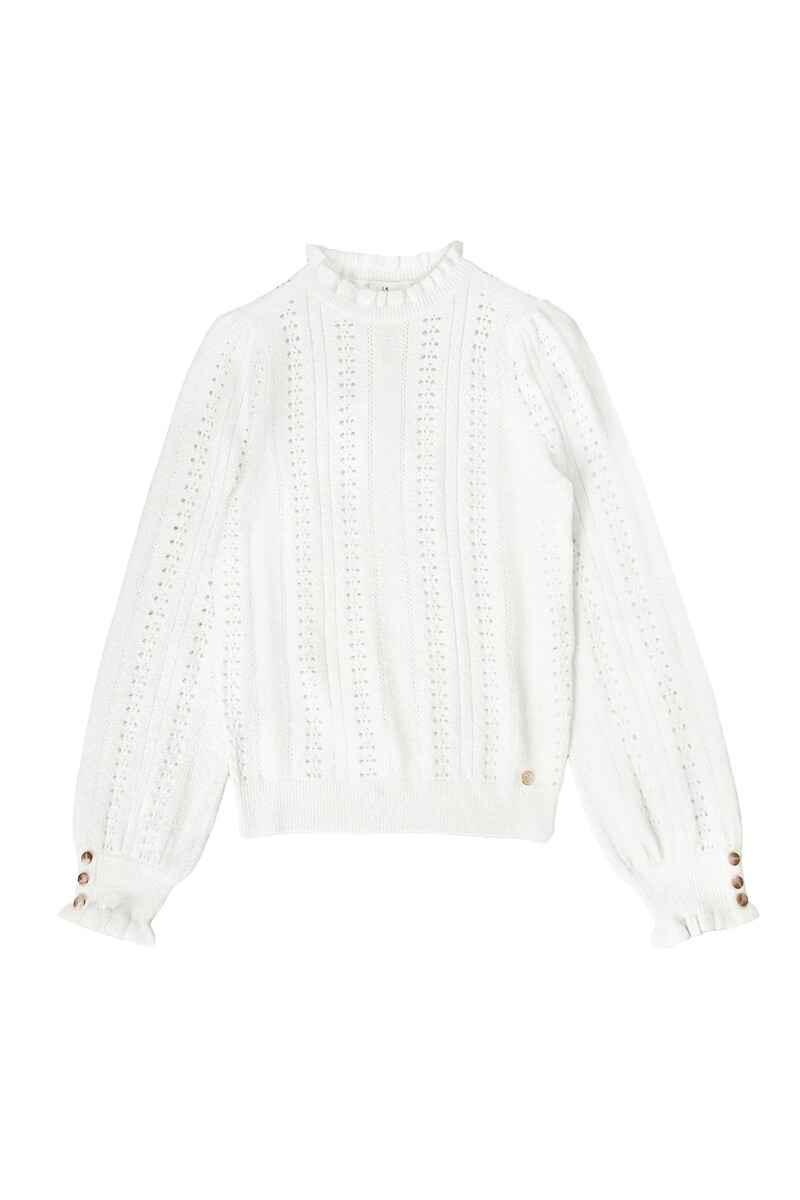 Pull volanté à effet broderie anglaise, MAXINE, LA PETITE ETOILE