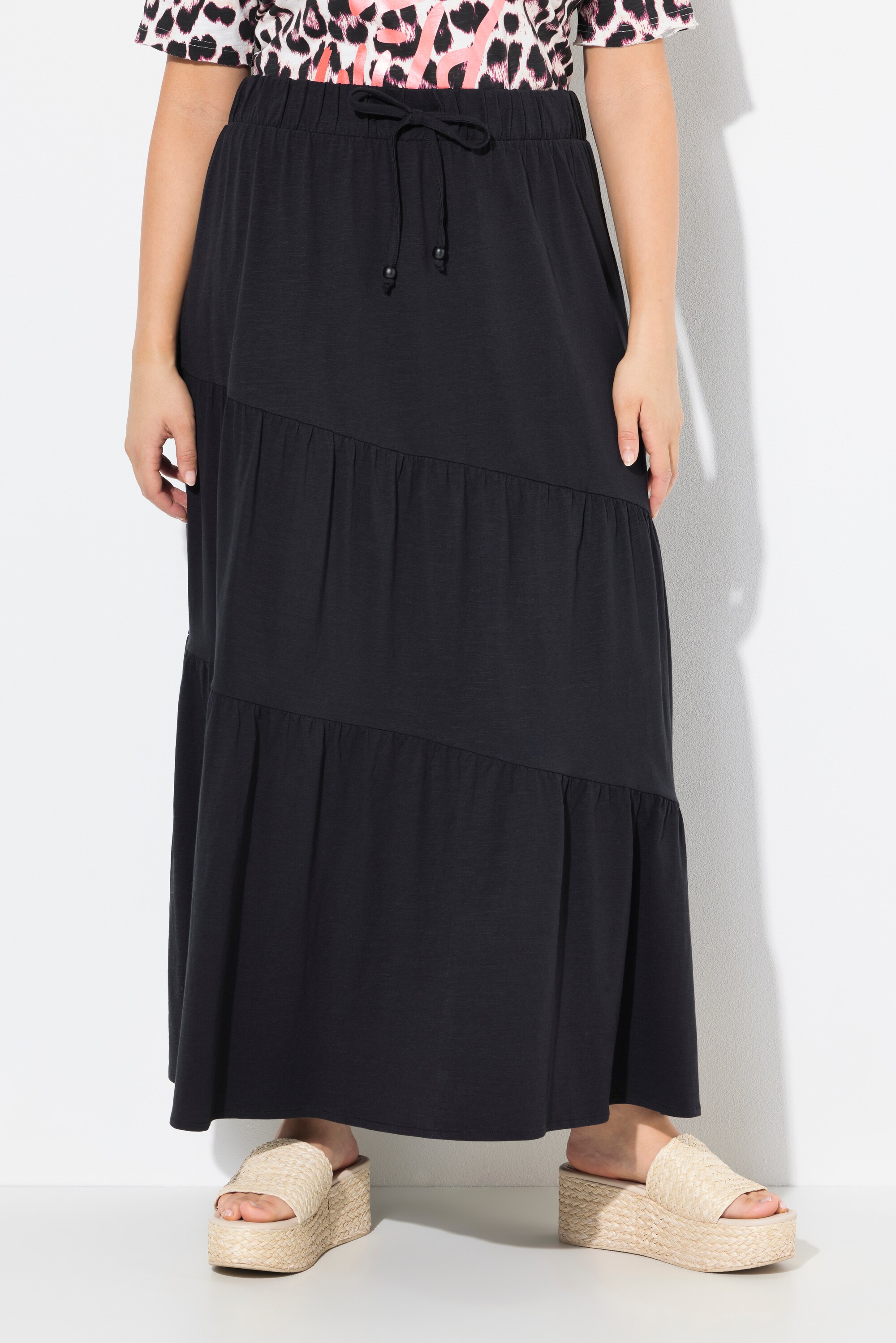 Jupe maxi en jersey. Volants. Taille, ULLA POPKEN