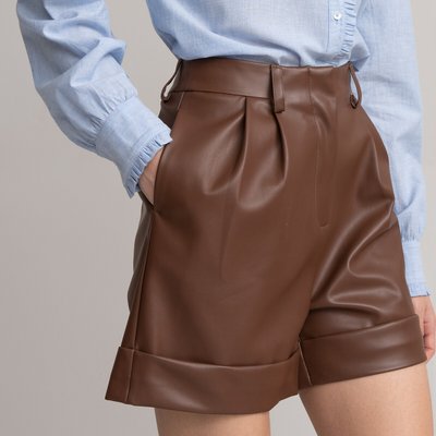 Faux Leather Shorts with Pleat Front LA REDOUTE COLLECTIONS