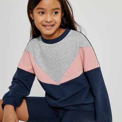 Sweater met ronde hals in molton, color block LA REDOUTE COLLECTIONS