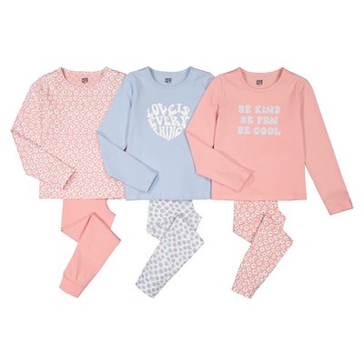 Set van 3 pyjamas in katoen, luipaardprint LA REDOUTE COLLECTIONS