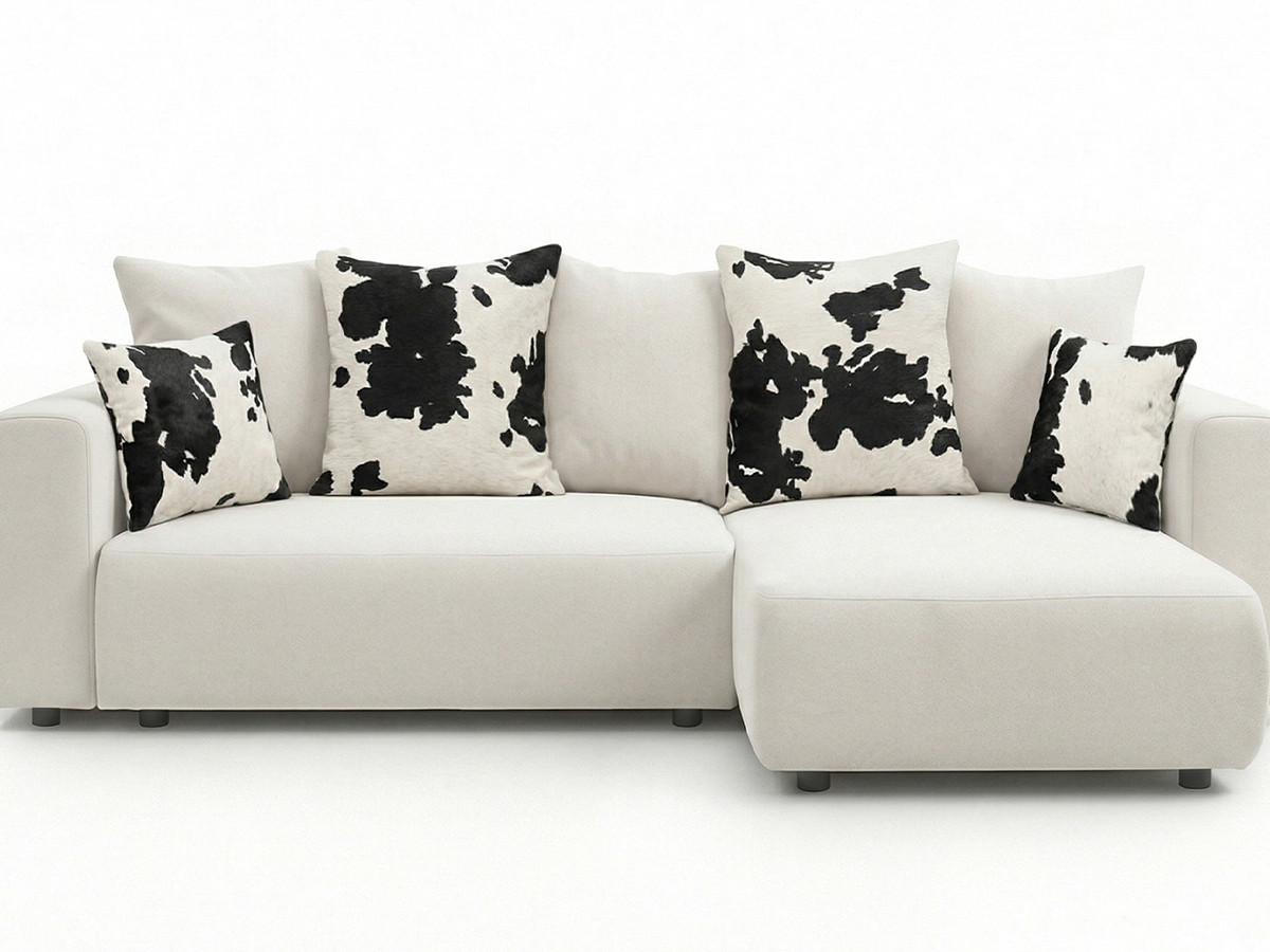 Canapé d'angle convertible 4 places en tissu lisse, SIDONIE, BOBOCHIC