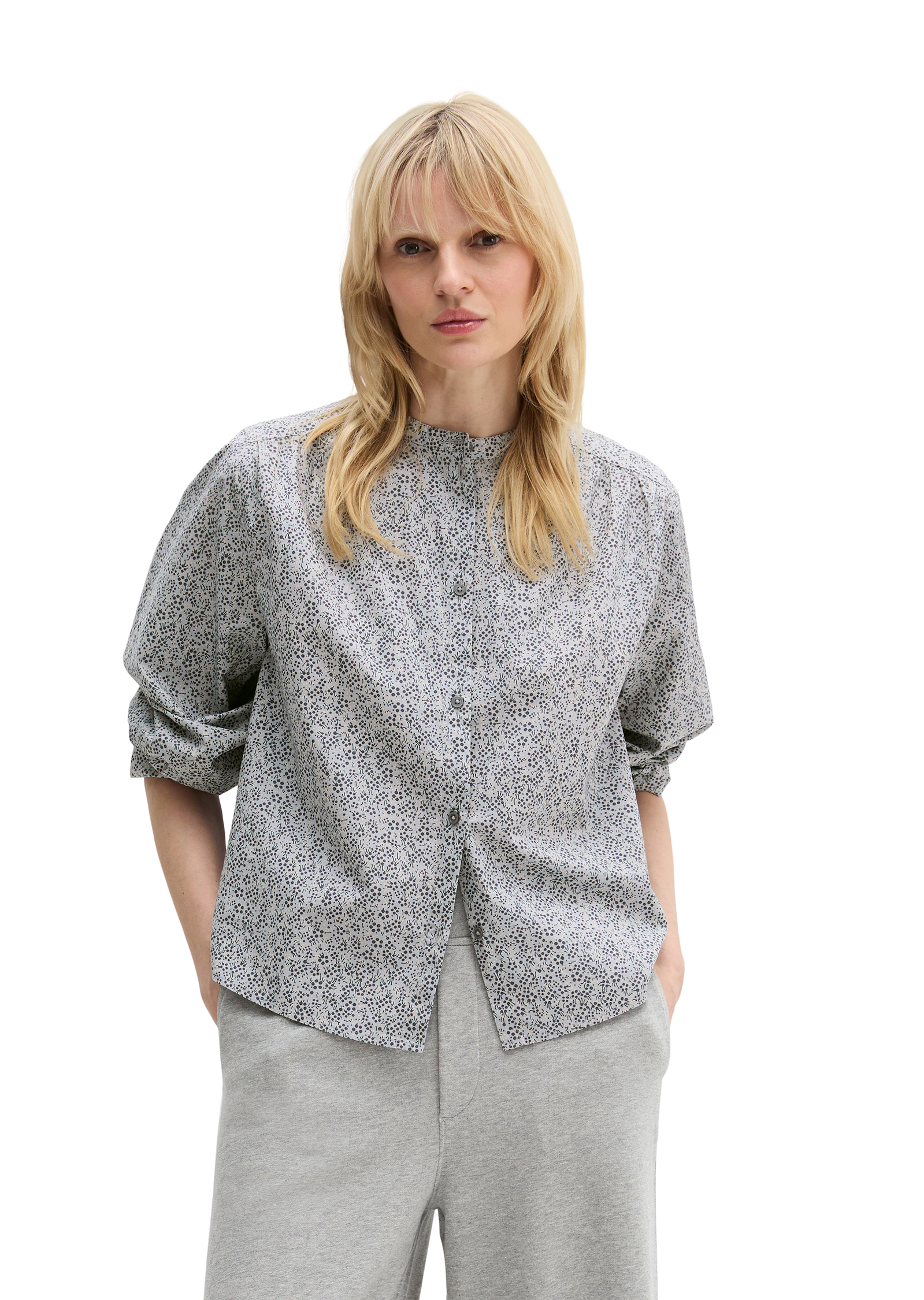 Blouse plissée loose en popeline légère Papertouch, MARC O'POLO