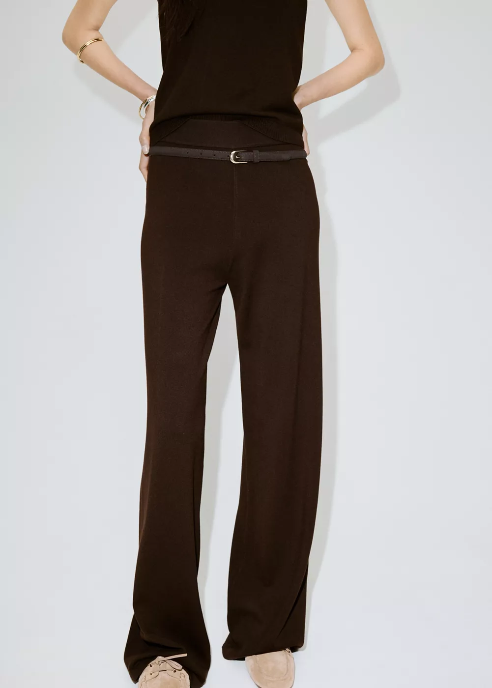 Pantalon large maille fine, MANGO