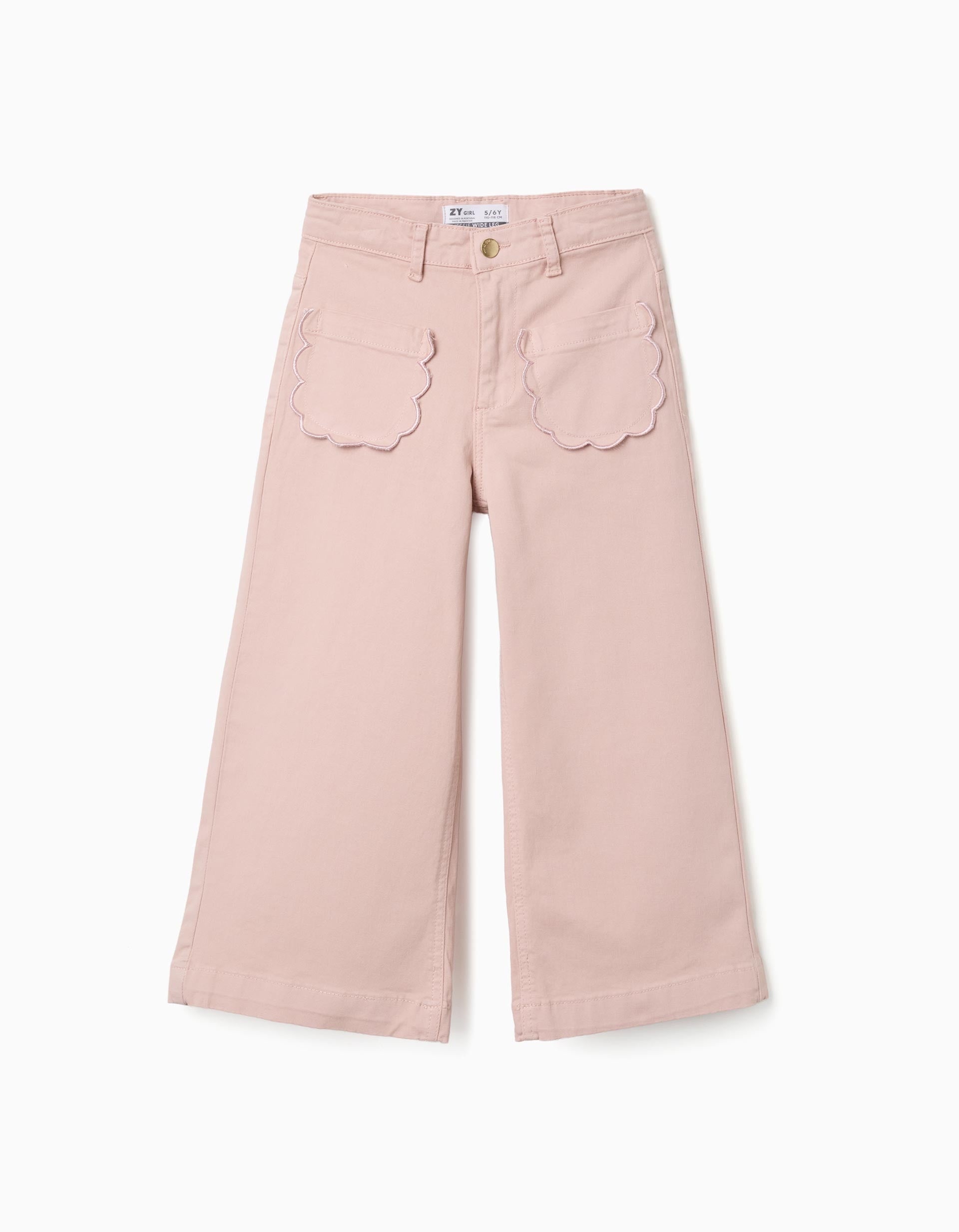 Pantalon en sergé à jambe large avec poches à l'avant, ZIPPY