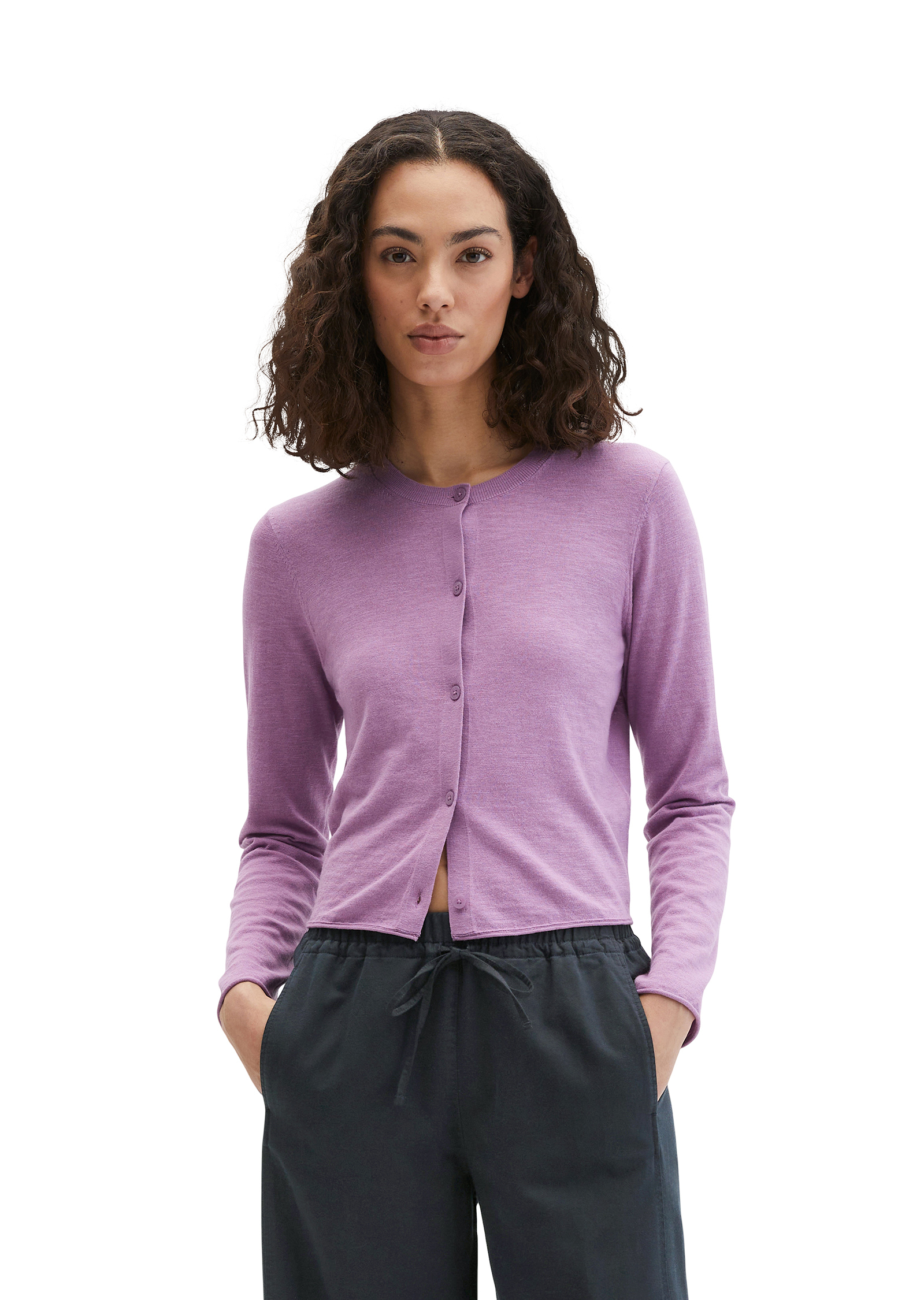 Slub-Cardigan regular en mélange coton organique-lin, MARC O'POLO