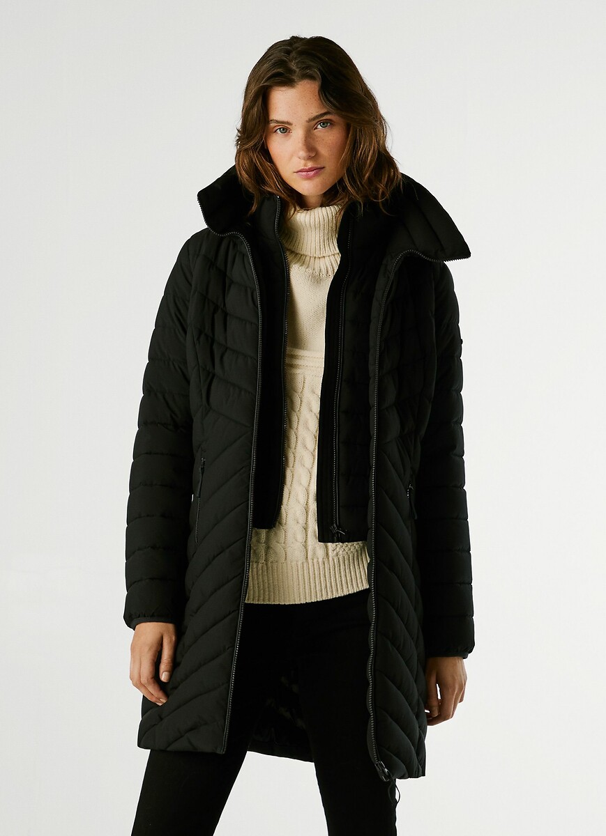 Sann Mid-Length Padded Jacket with Hood, PEPE JEANS