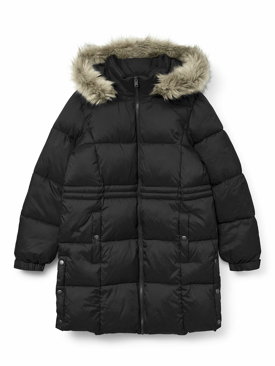 Doudoune longue à capuche bordée, VERO MODA