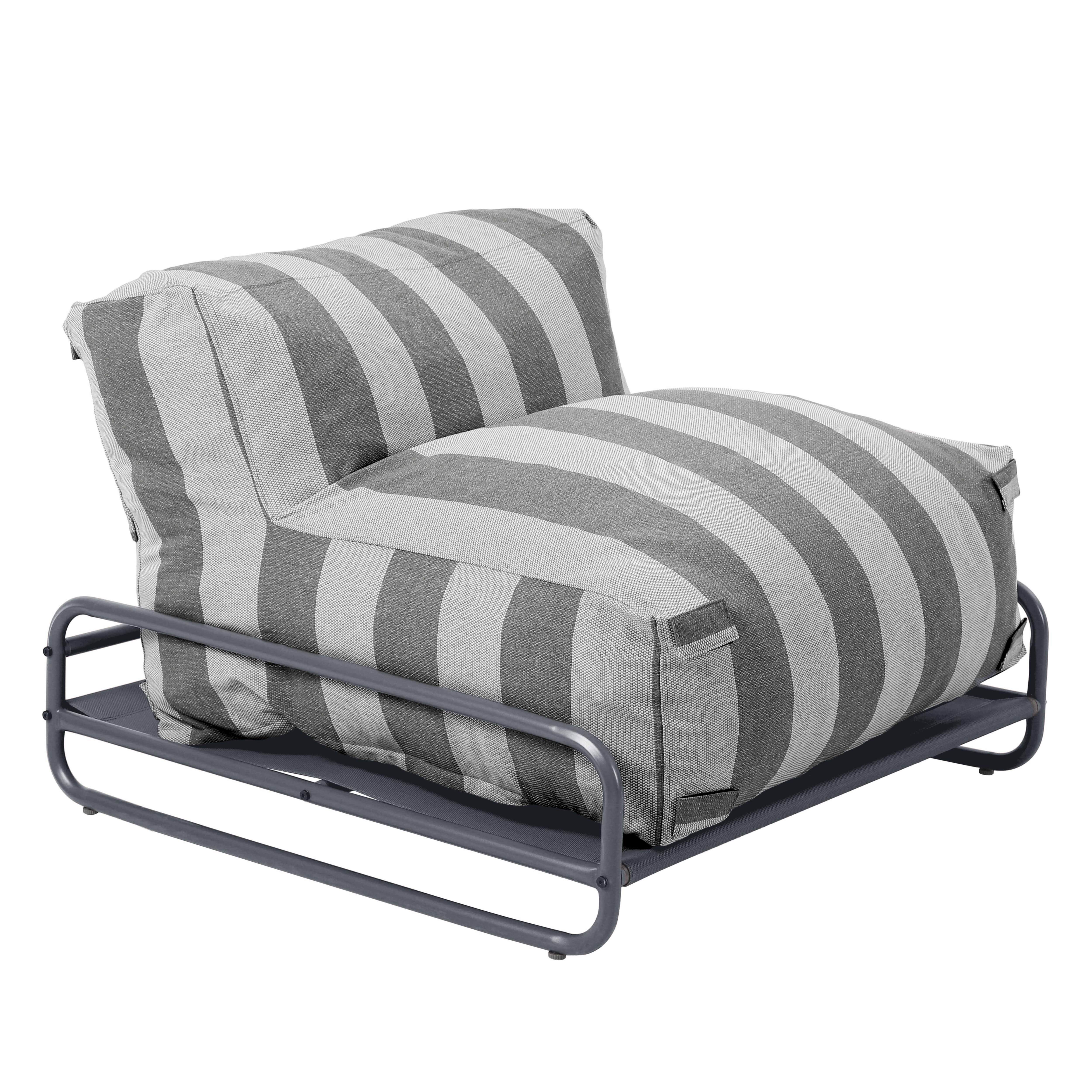 Chauffeuse rayée pour salon de jardin modulable avec structure, MIXI, OVIALA
