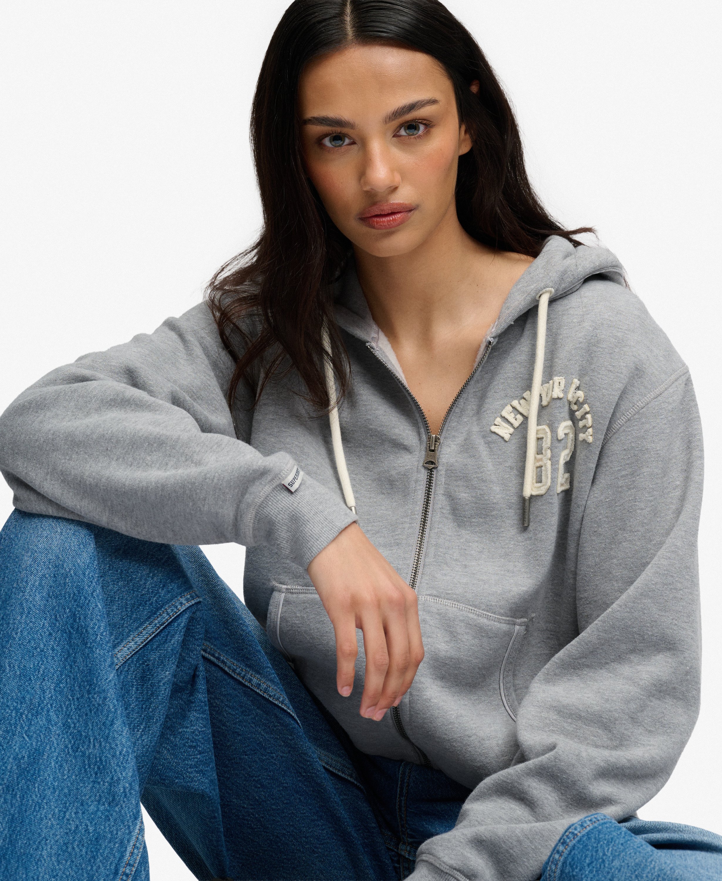 Sweat à capuche zippé court Athletic Essential coupe décontractée, SUPERDRY