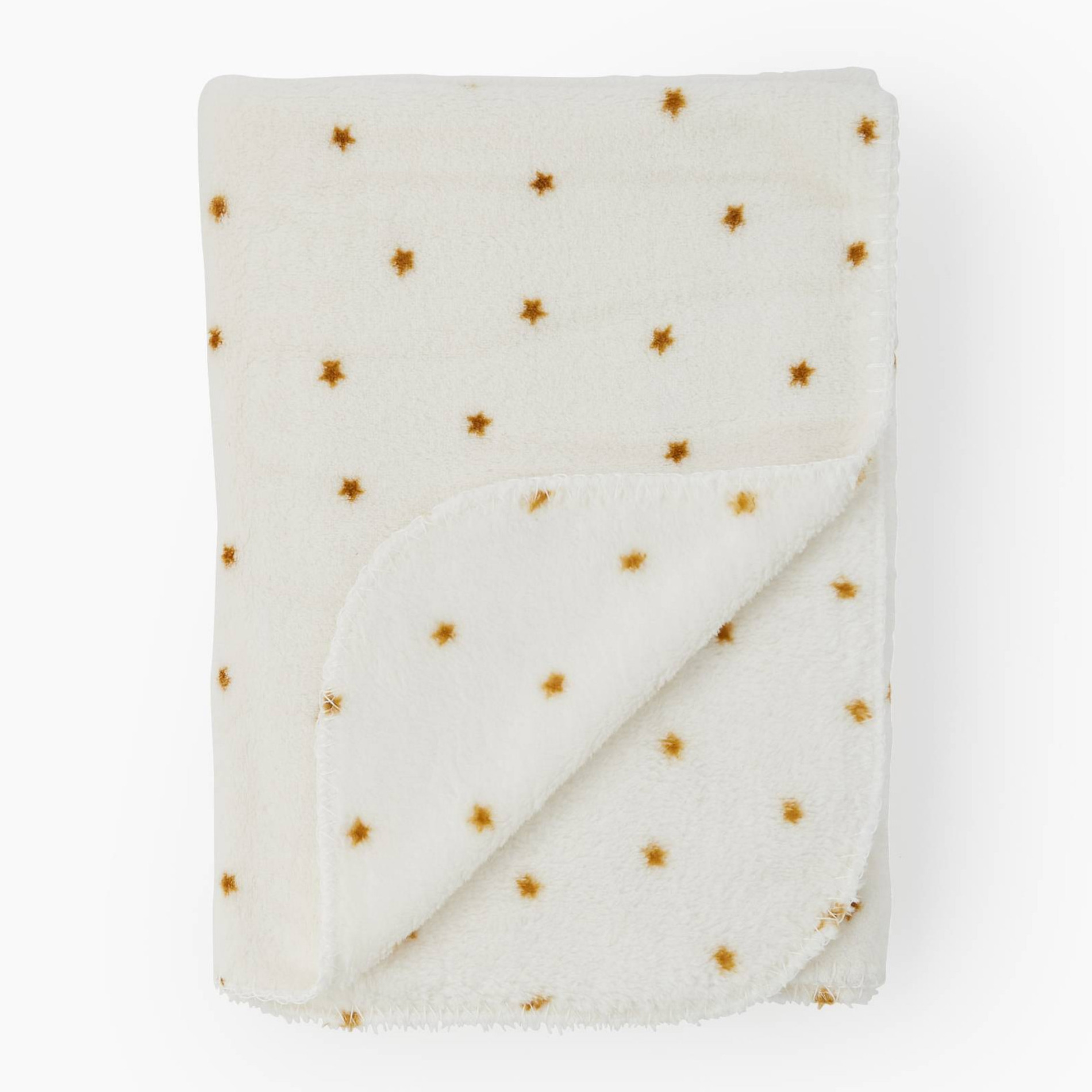 Plaid doudou imprimé étoiles, 70x100cm, polyester recyclé, MONOPRIX MAISON