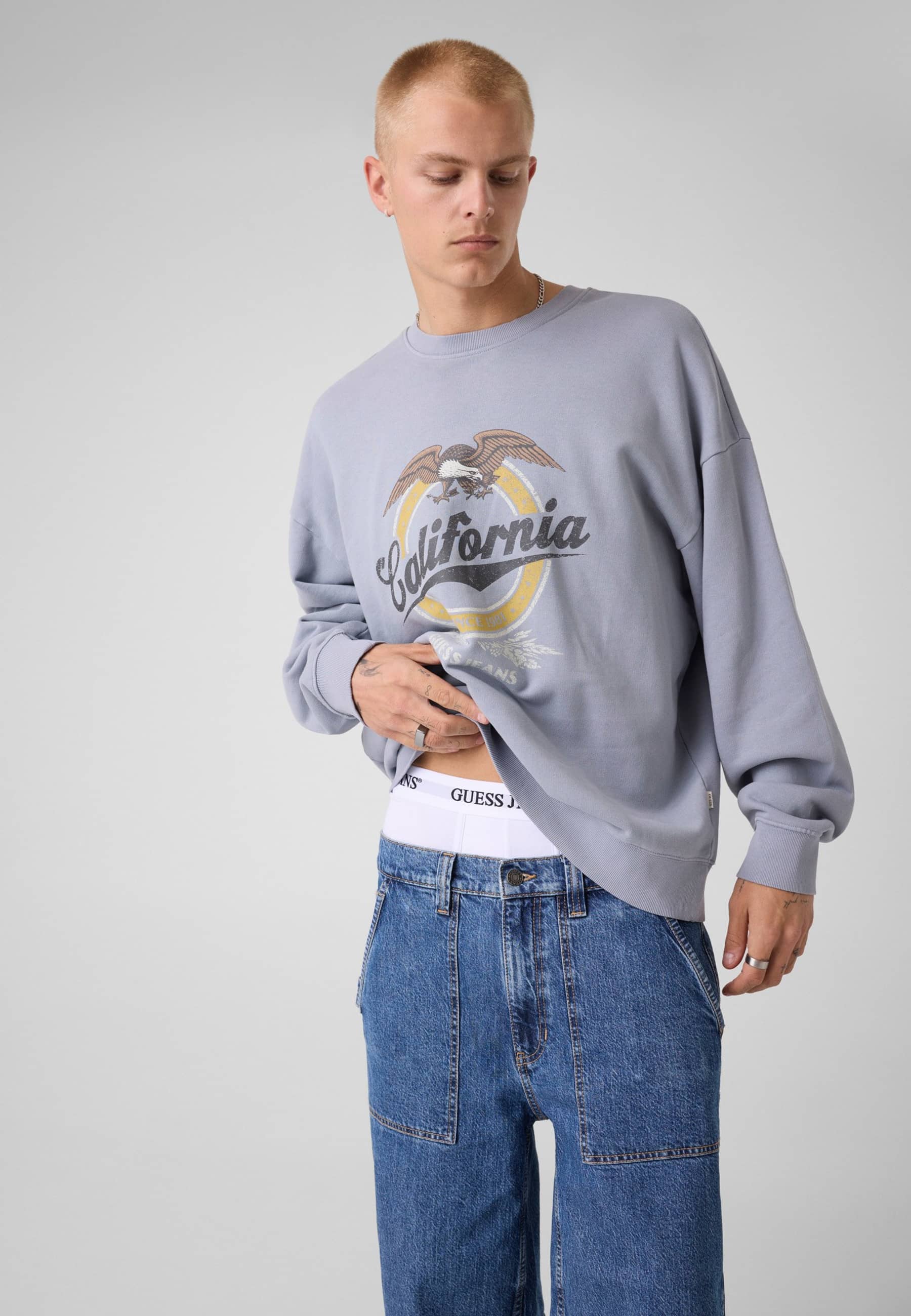 Sweatshirt Avec Logo Imprimé, GUESS JEANS
