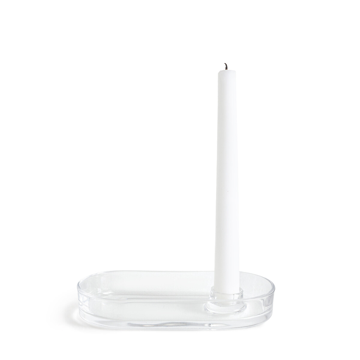 Sila Oval Transparent Glass Candlestick