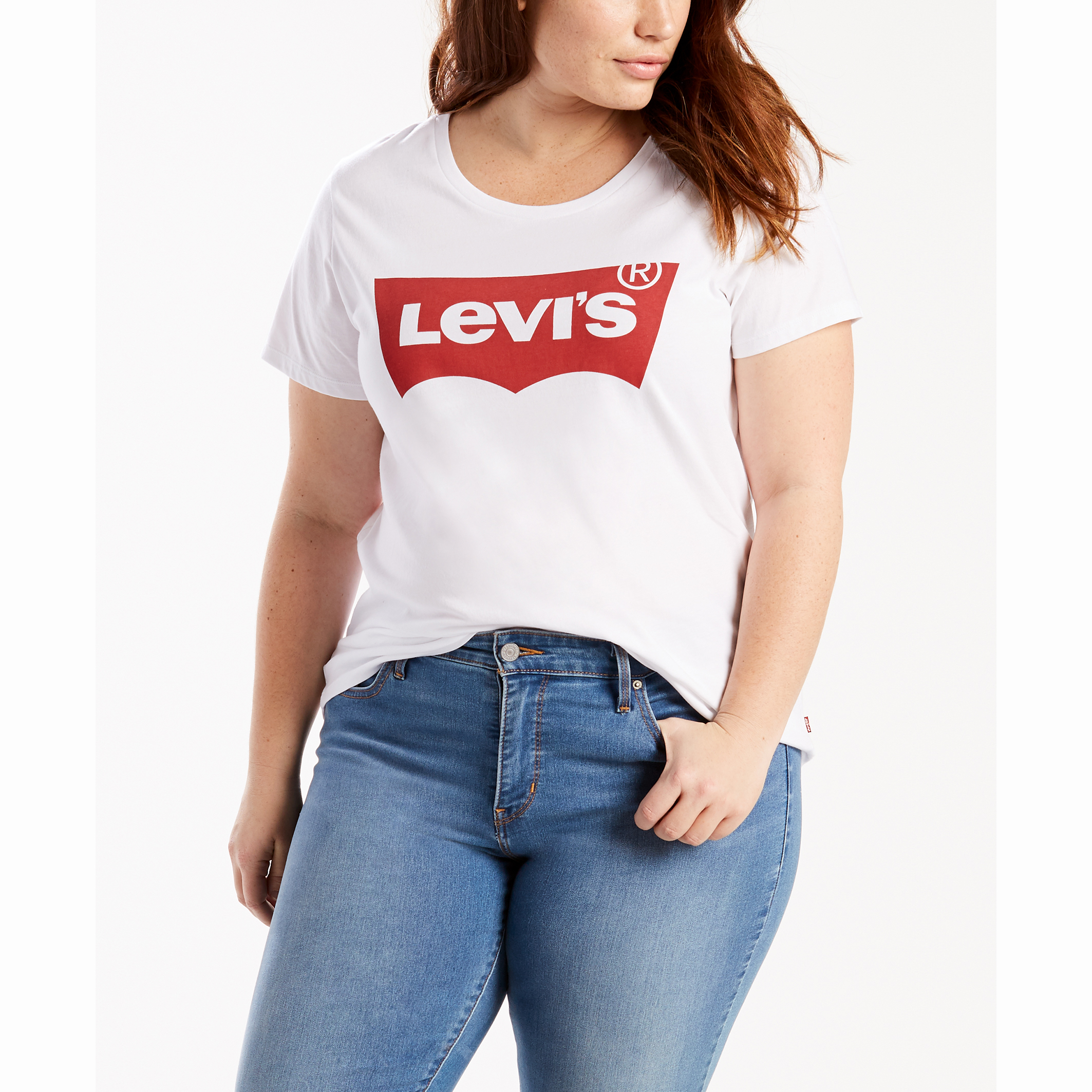 T shirt logo levi s plus the perfect tee wit Levi S Plus La Redoute