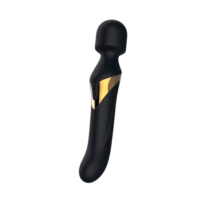 Dual Orgasms Vibrator Wand, black + gold-coloured, DORCEL