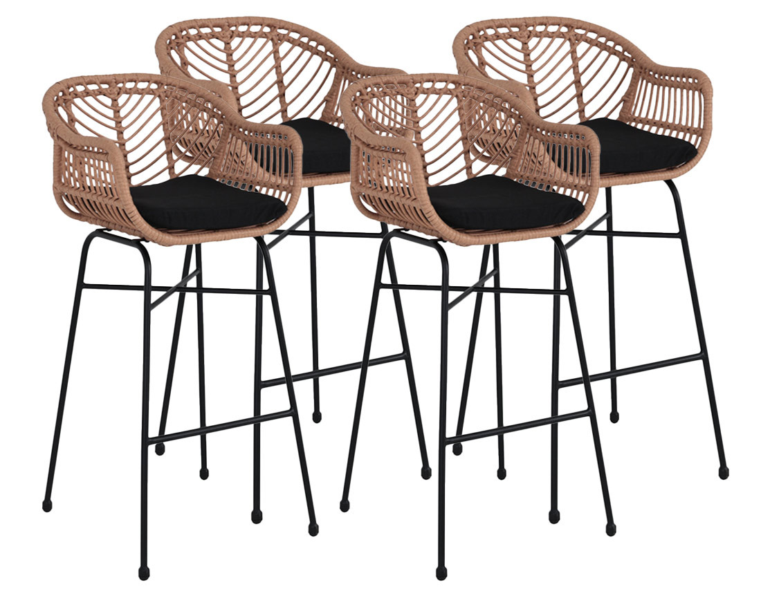 Lot de 4 tabourets effet rotin, ROSANO, BEST MOBILIER