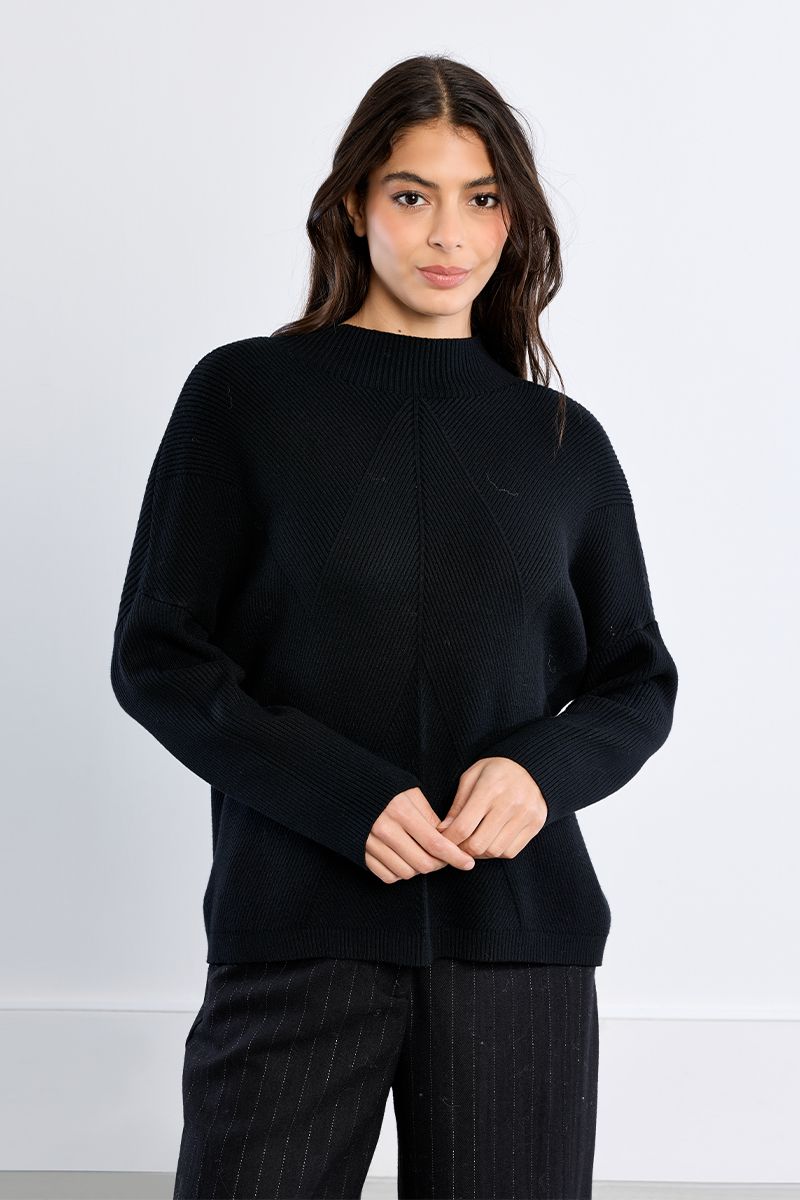 Pull uni en maille côtelée, LILI SIDONIO