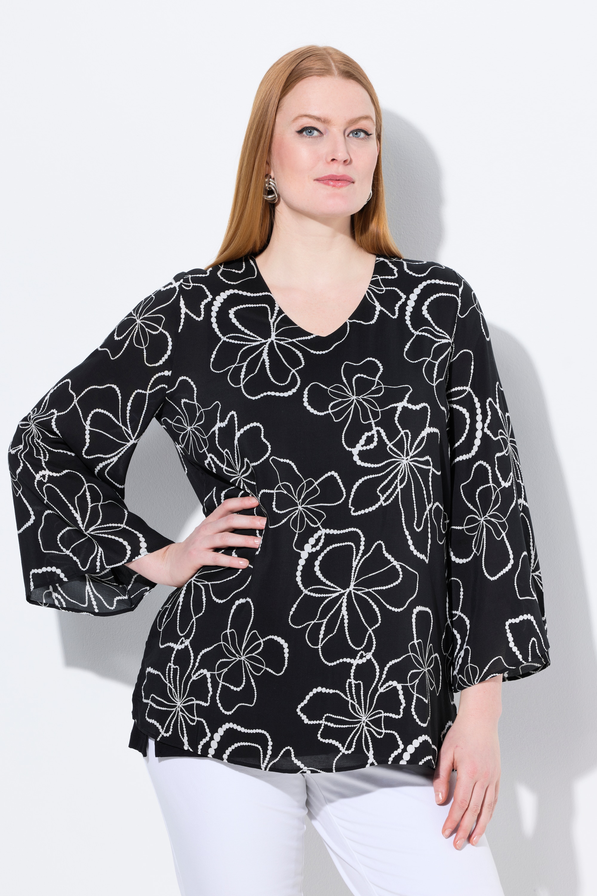 Blouse doublée. Encolure V et manches longues, ULLA POPKEN