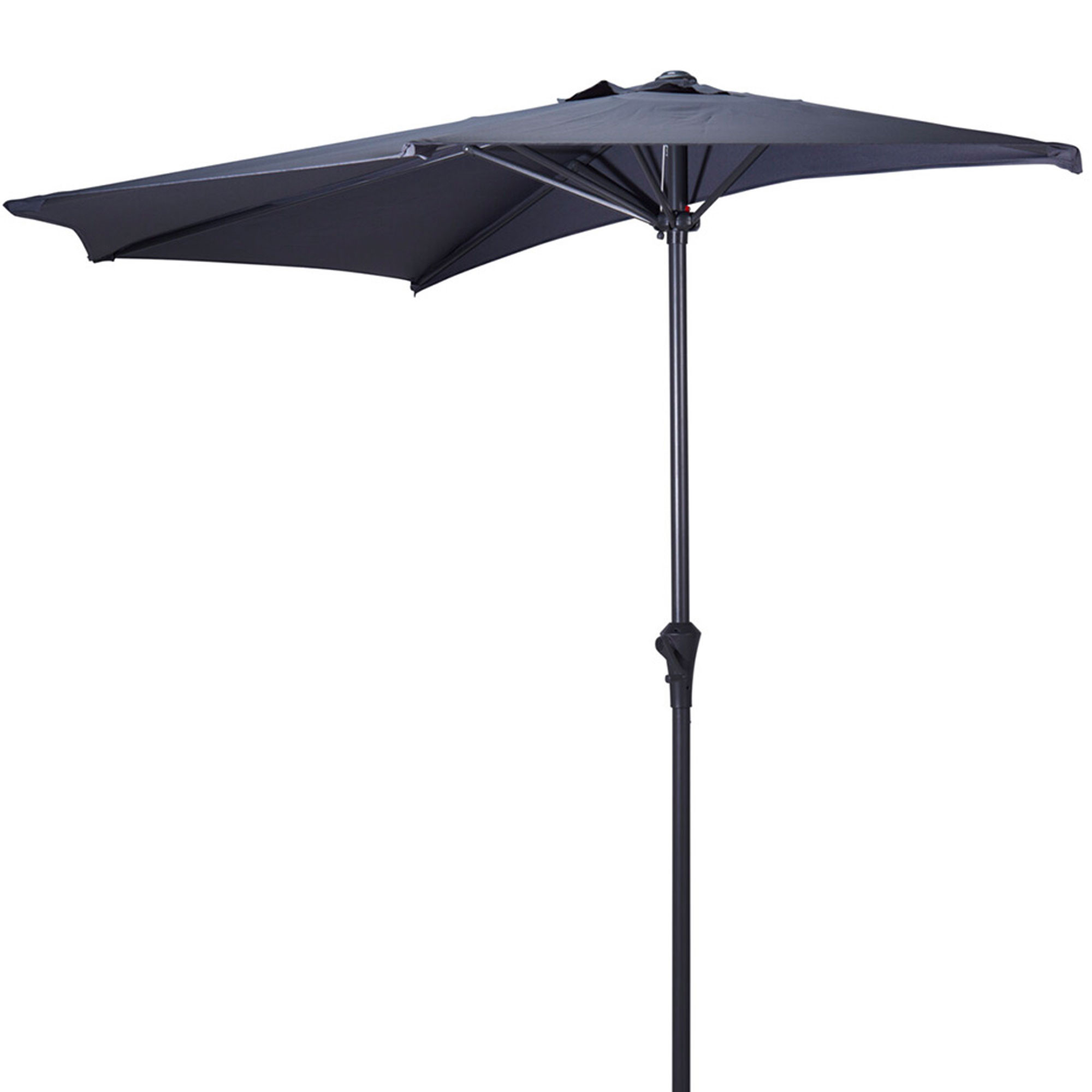 Demi parasol ouverture manivelle gris anthracite diamètre 270cm, WADIGA