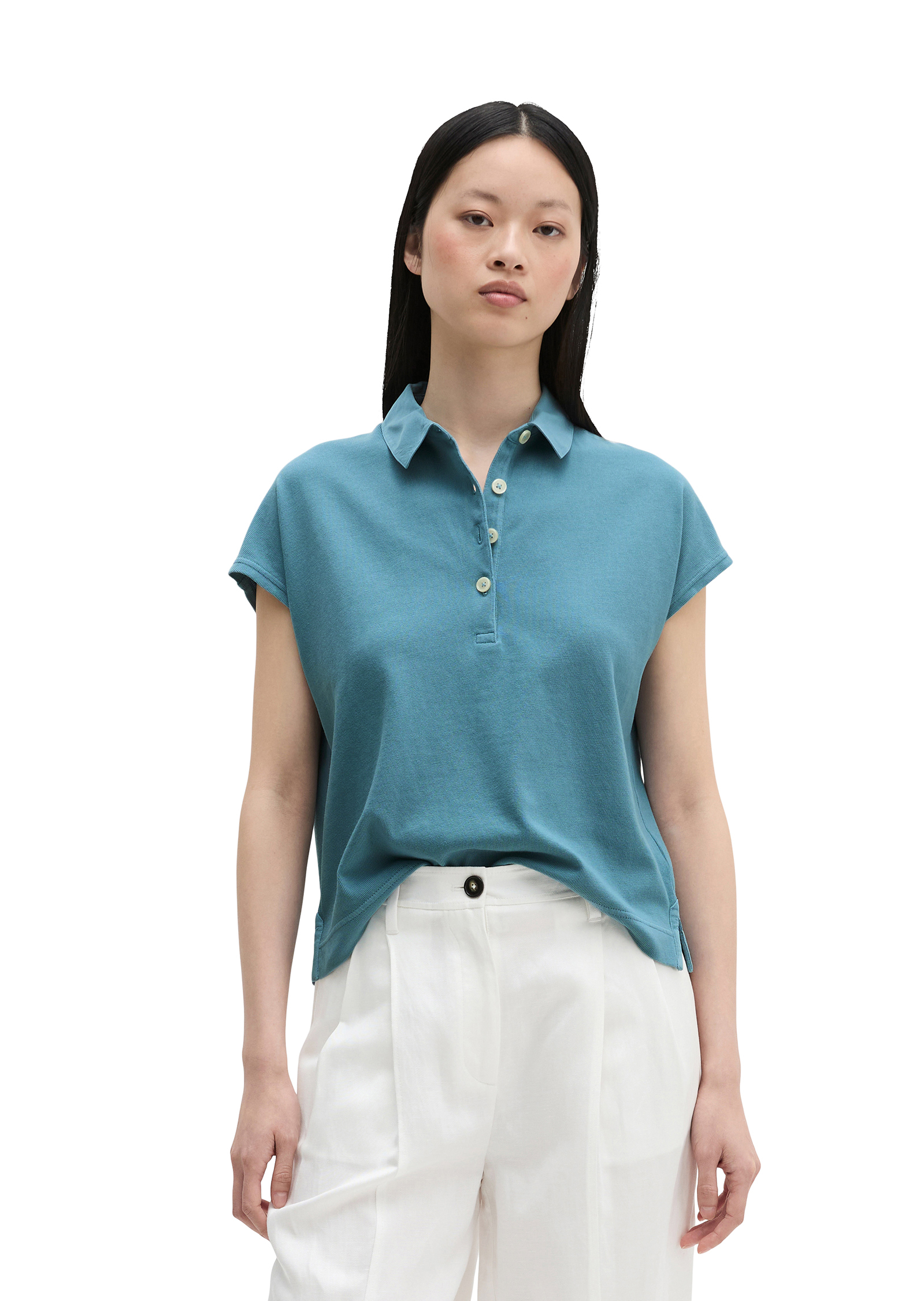 Polo loose en single jersey doux, MARC O'POLO