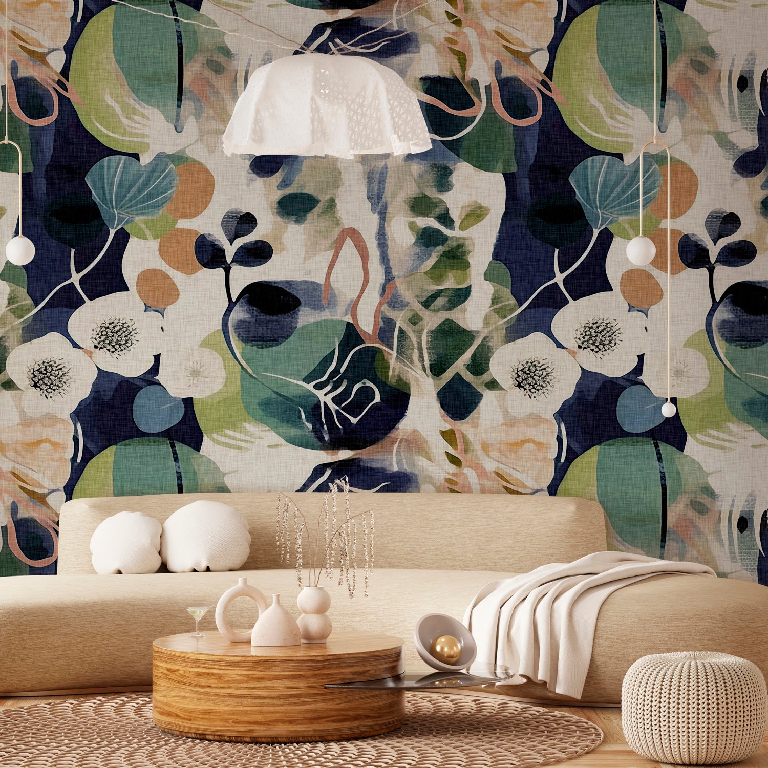 Papier peint panoramique Hanami XXL - fleurs de cerisier, intissé FSC 480x300 cm, LE PAPIERS DE NINON