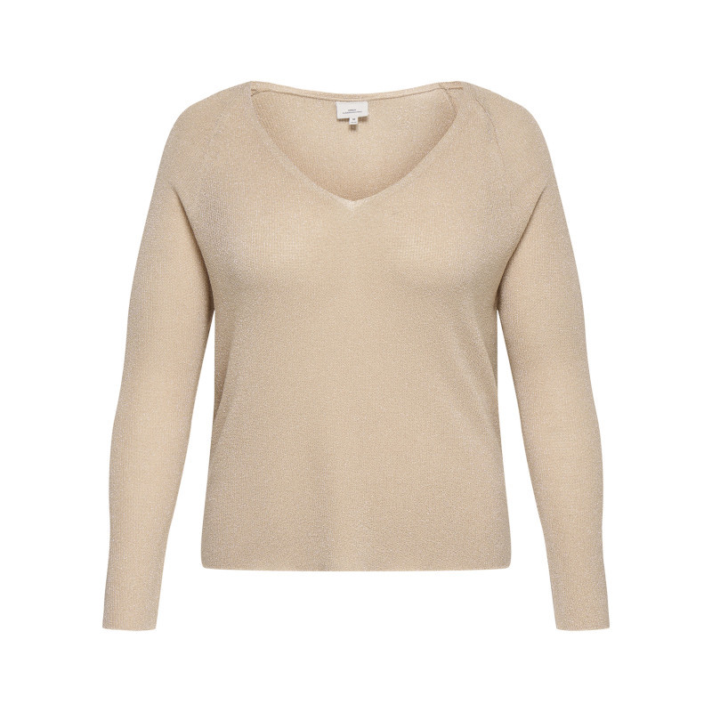 Pull beige uni pourvu d'une coupe droite et de manches longues, ONLY CARMAKOMA