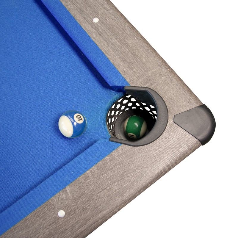 PLAY4FUN Billard de table avec accessoires - Kit Billard Compact de bureau  ou salle de jeu, 102 x 51 x 22,5 cm - Marron et Tapis Bleu pas cher 