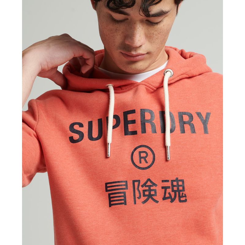 Sweat à capuche chiné corporation logo Superdry | La Redoute