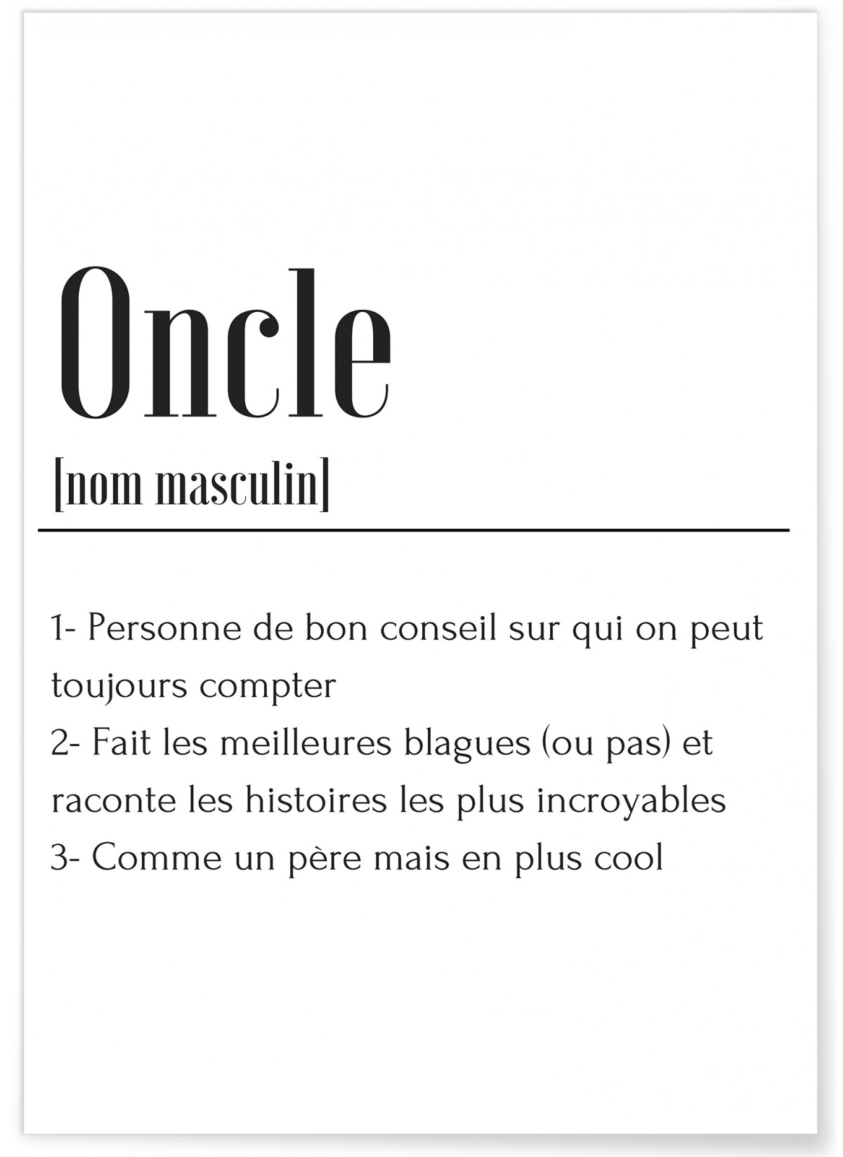Affiche Définition Oncle, L'AFFICHERIE
