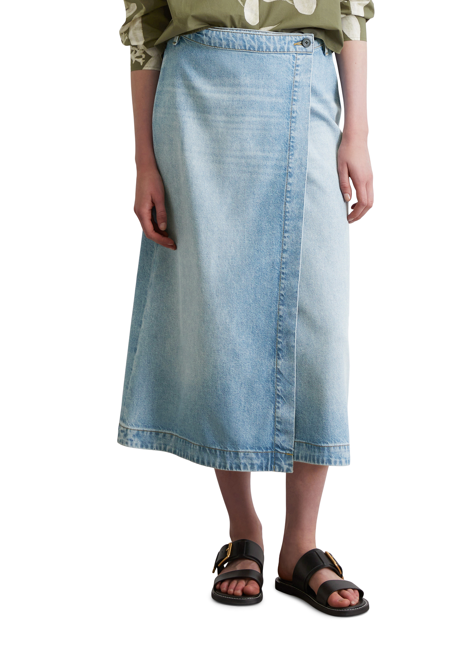 Jupe en jean paréo regular en mélange TENCEL™ Lyocell, MARC O'POLO