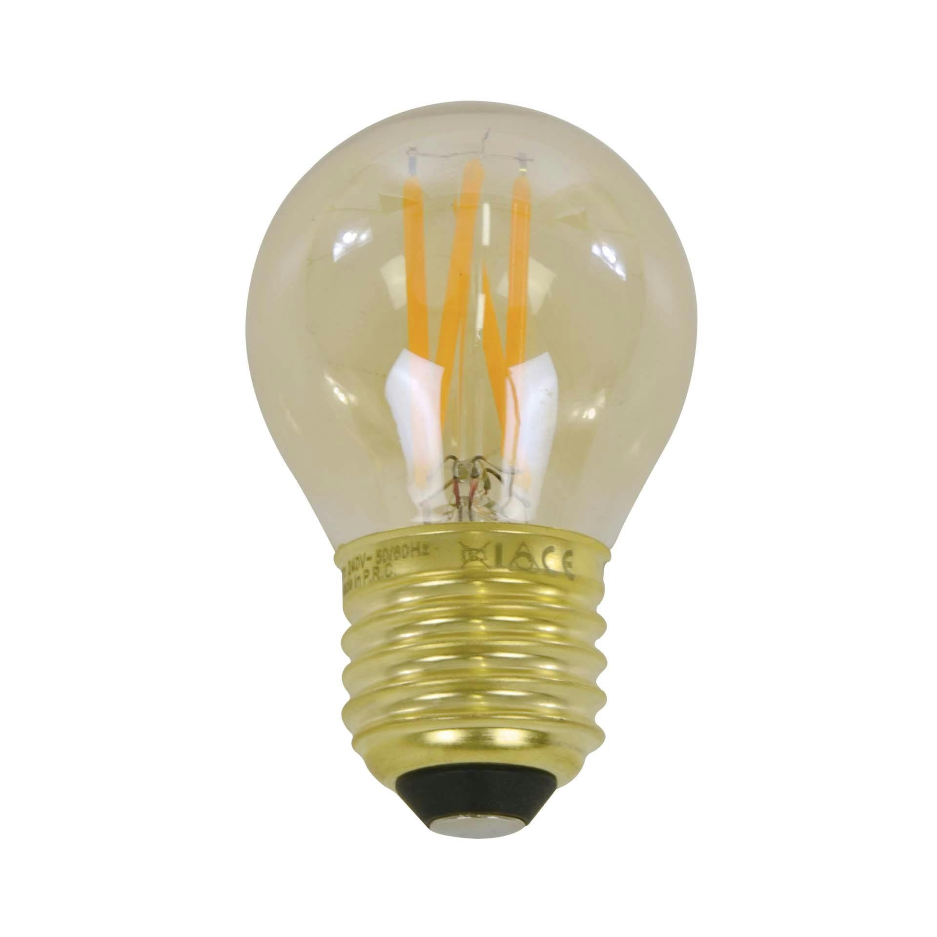 Ampoule globe 4,5 cm ambré LED filament lumière chaude (E27), PIER IMPORT