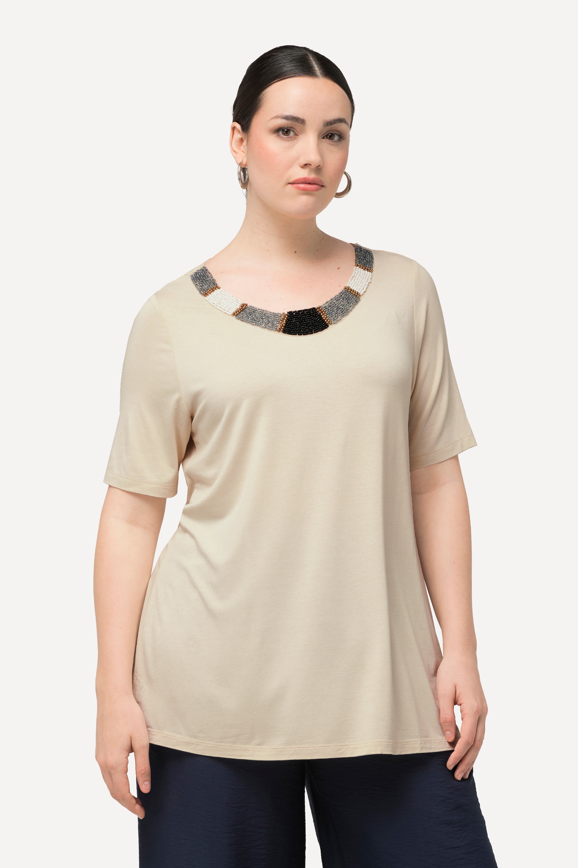 T-shirt à col rond et manches courtes., ULLA POPKEN