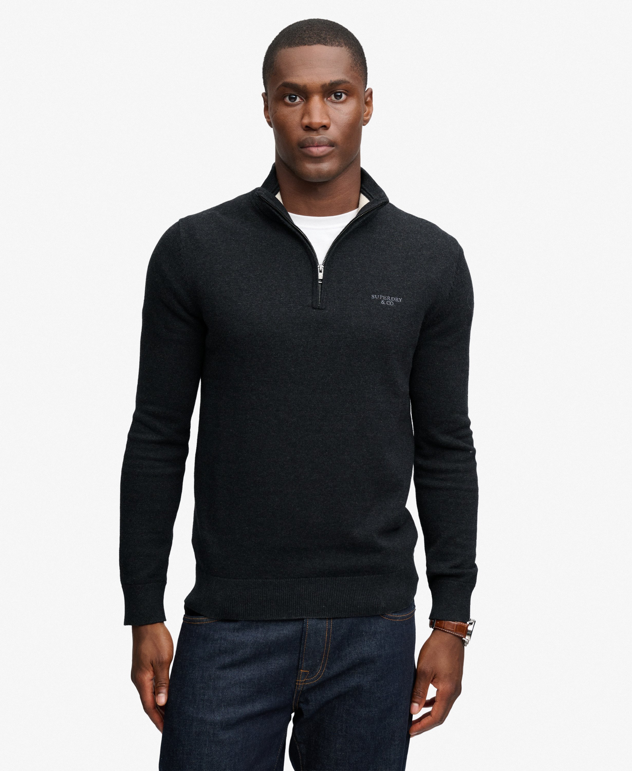 Pull Prep Essential Half Zip coupe ajustée, SUPERDRY