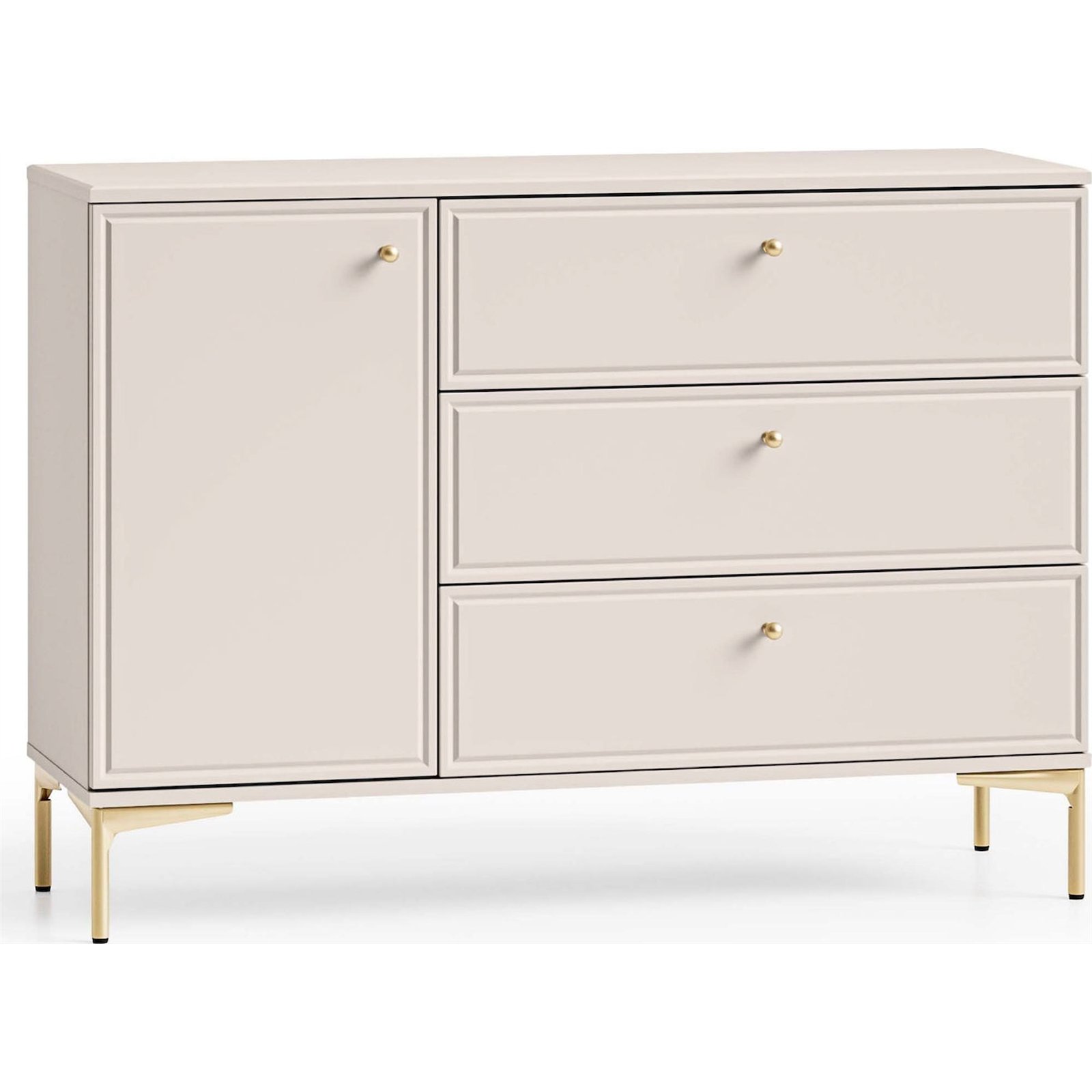 Commode SANDRO en bois, 1 Porte et 3 tiroirs, RECOLLECTION