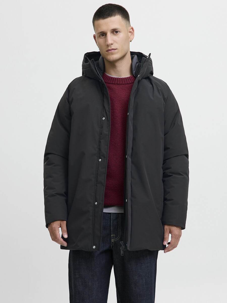 Long Coat with Fixed Hood and High Neck, JACK & JONES