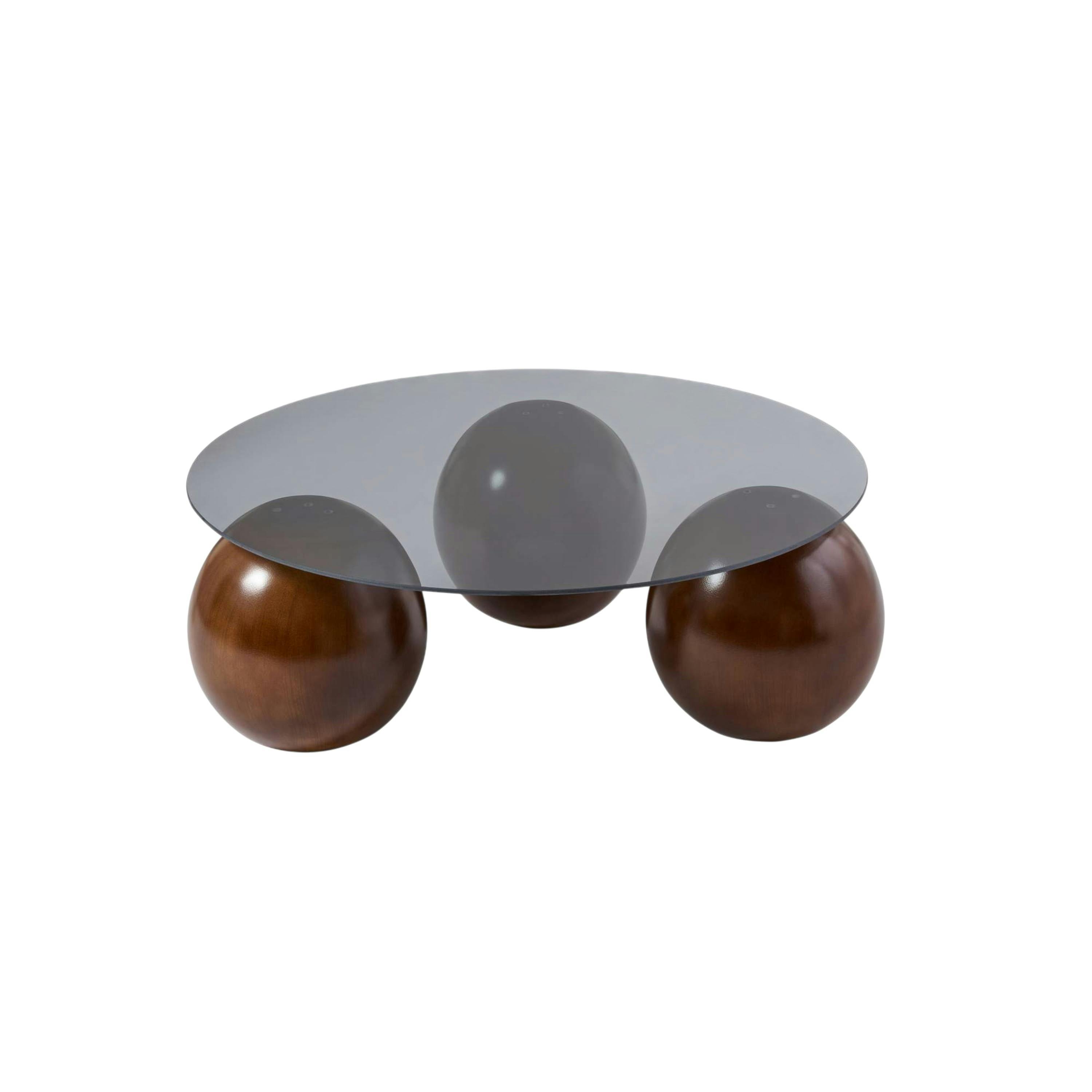 Table basse ronde en verre pieds boules KOCHI, PIER IMPORT