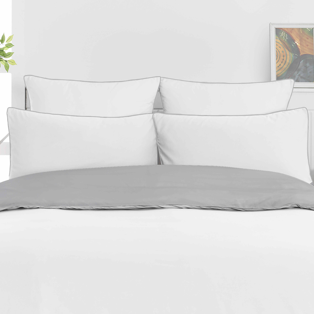 Housse de couette en percale coton ROSE WOOD BICOLORE, SENSEI MAISON
