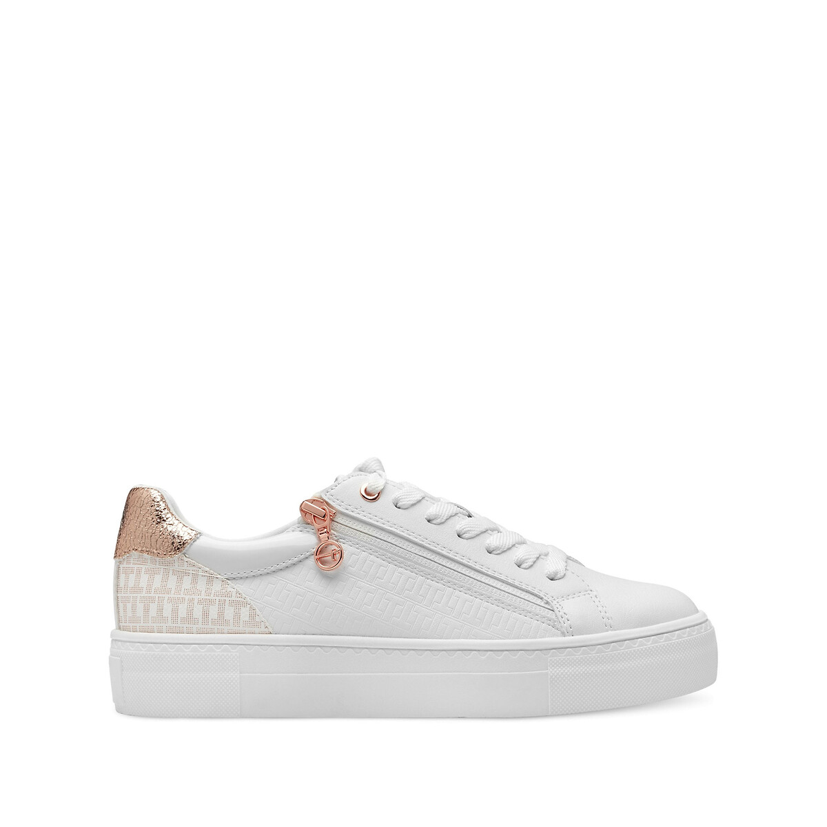 White and cheap gold ladies trainers