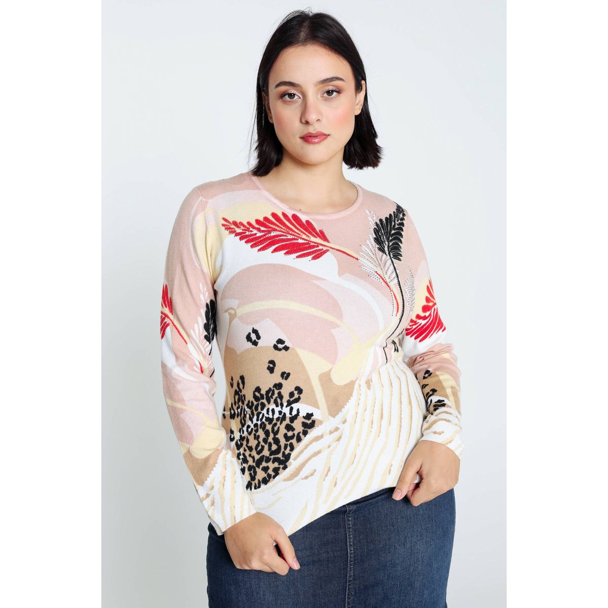Pull en viscose avec sequins rose Cassis | La Redoute