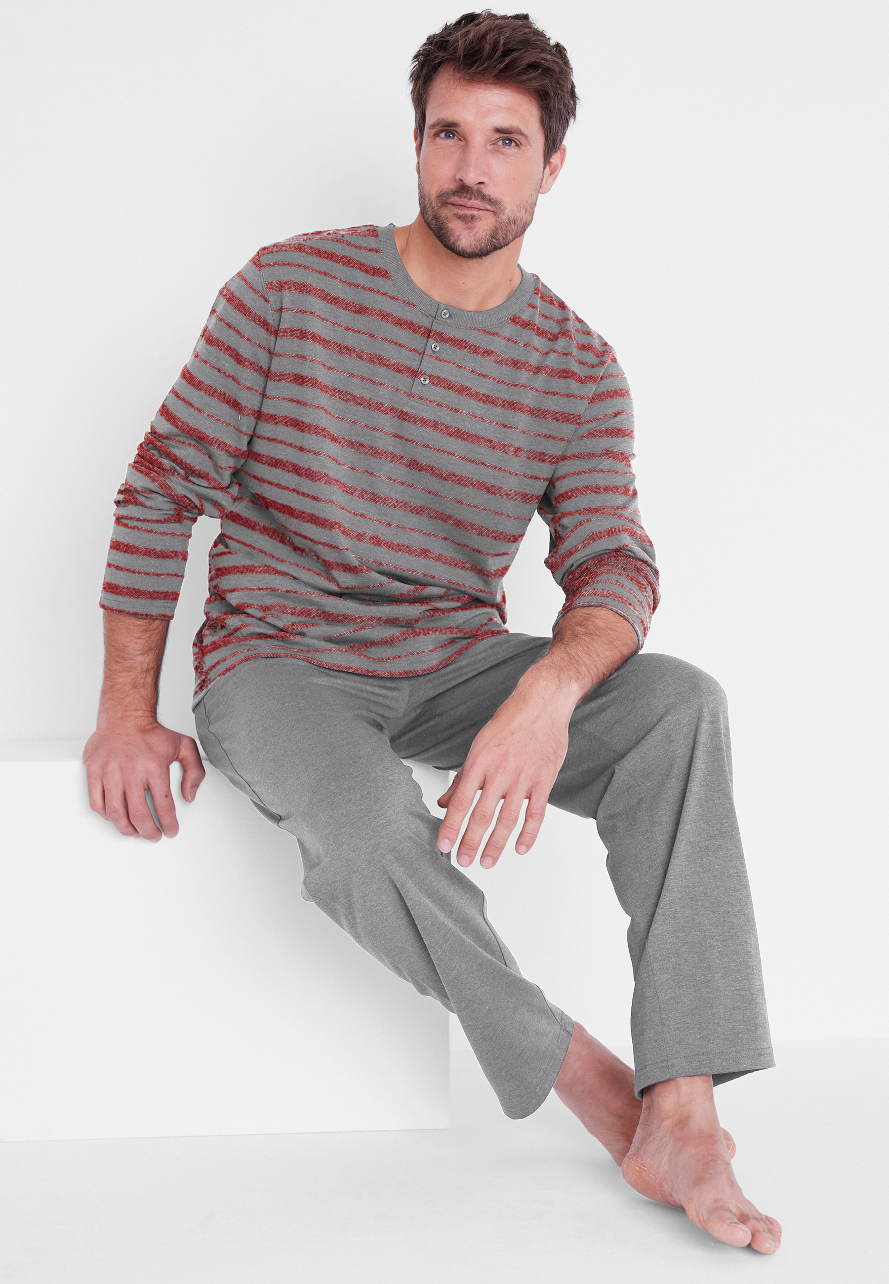 Pyjama Damart Thermolactyl Homme - Maille Jersey Bleu Rayé Taille M