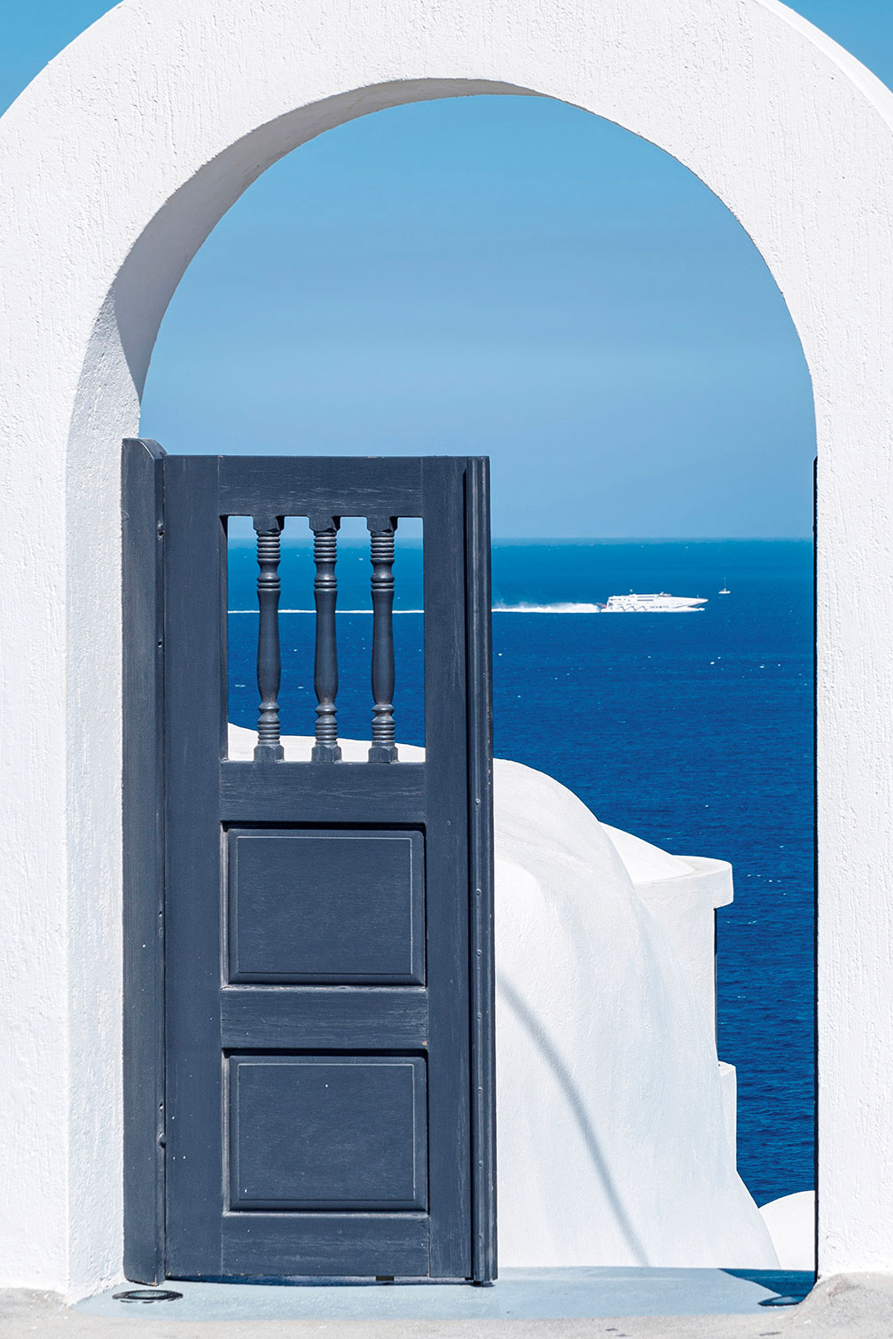 Tableau porte bleue oia, HEXOA